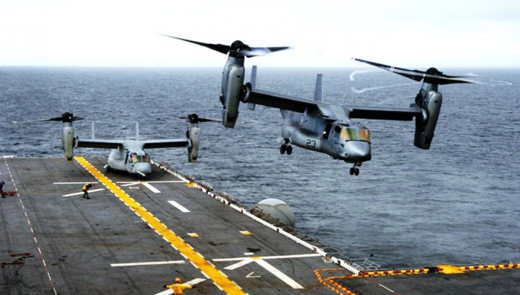 Ανάπτυξη ειδικών δυνάμεων με MV-22B Osprey πάνω από τη θάλασσα για πρώτη φορά (βίντεο)