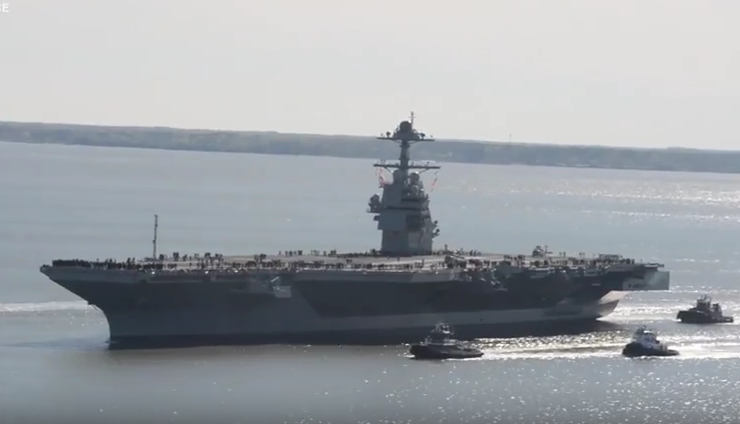 Αεροπλανοφόρο Carrier USS Gerald R. Ford στην παρθενική του πλεύση (βίντεο)