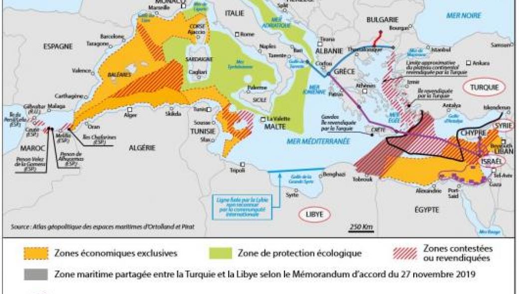 Γαλλικός χάρτης παρουσιάζει το μισό Αιγαίο ως «διαφιλονικούμενη» περιοχή και αναγνωρίζει την ΑΟΖ Τουρκίας-Λιβύης